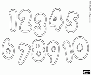 Numbers from one to ten to decorate coloring page