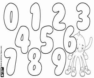 The numbers and Pypus coloring page