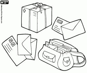 Objects sended by traditional mail coloring page