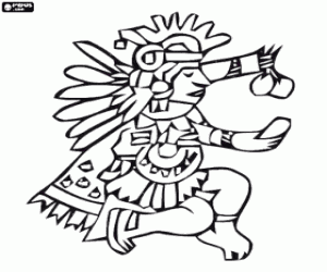 The oblation of the Aztec priest coloring page