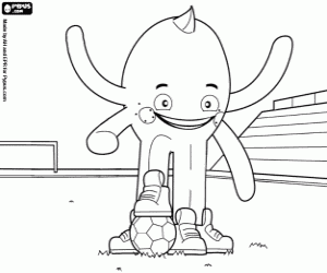 The octopus Pypus, a footballer coloring page