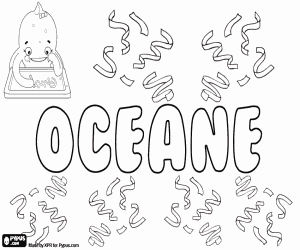 Océane, French name for girl coloring page