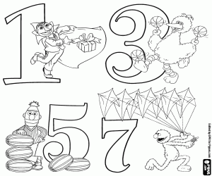 Odd numbers Sesame Street coloring page