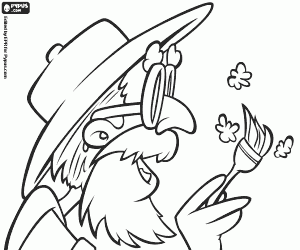 Old archaeologist with the brush coloring page