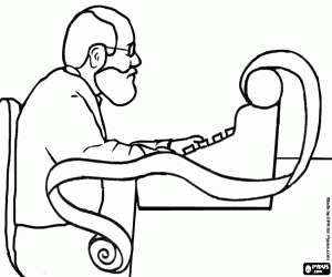 An old-fashioned accountant coloring page