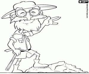 The old happy archaeologist coloring page