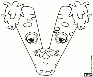The old monster of the letter V coloring page