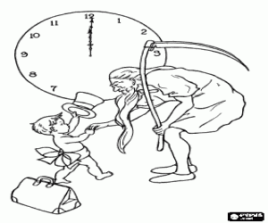 Old year and new year, a baby coloring page