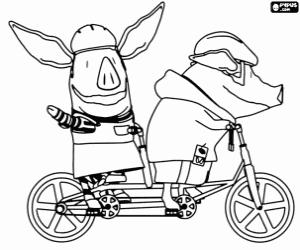 Olivia and her friend on a tandem coloring page
