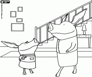 Olivia and her mother at home coloring page