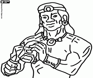 An olmec artist working coloring page