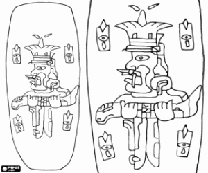 An Olmec drawing, a man and a snake coloring page