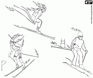 Olympic alpine skiing and biathlon coloring page