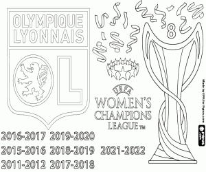 Olympique Lyon, champion 2021-2022 coloring page