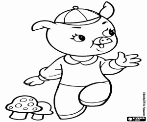 One of the three little pigs happy coloring page