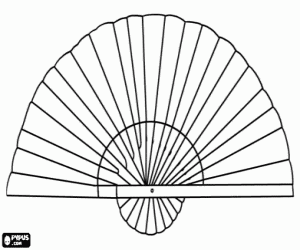 Open hand-held fan to decorate coloring page