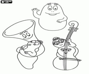 The Orchestra of the Barbapapa coloring page