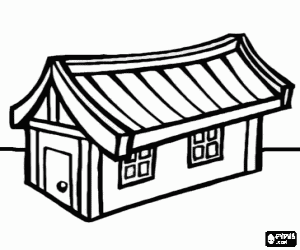 Oriental style house coloring page