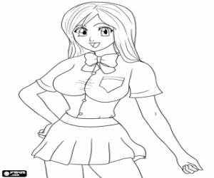 Orihime, character of Bleach coloring page