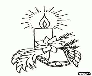 Ornated candle for Christmas coloring page