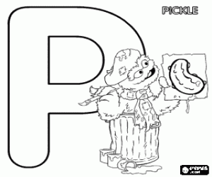 Oscar and the letter P, Sesame Street coloring page