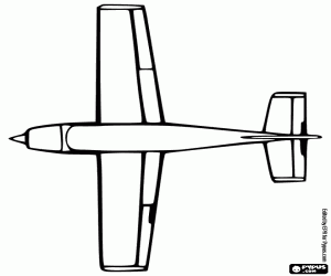 Overhead view of a light aircraft coloring page