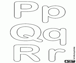 P, Q, R bubble letters coloring page