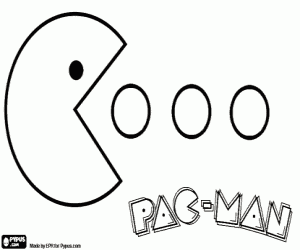 Pac-Man eating balls with the logo coloring page