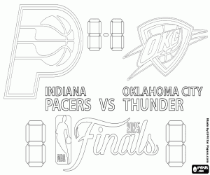 Pacers vs Thunder, 2025 NBA Finals coloring page printable game
