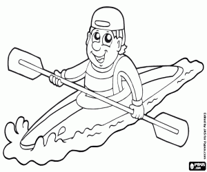 The paddler in individual kayak coloring page