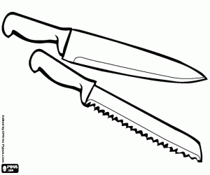 A pair of kitchen knives coloring page