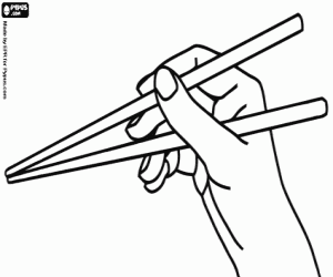 A pair of Oriental chopsticks coloring page