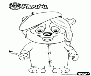 The panda Ella, artist of Panfu coloring page