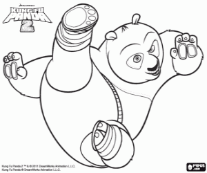 The panda Po, an expert in Kung Fu coloring page