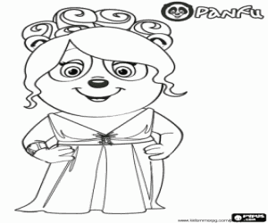 Panfu Panda with evening dress coloring page