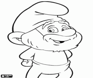Papa Smurf, the leader of the Smurfs coloring page
