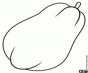 The papaya, a tropical fruit coloring page