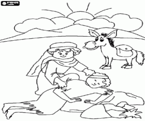 Parable of the good Samaritan coloring page