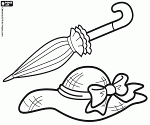 A parasol and a pamela hat for trip coloring page