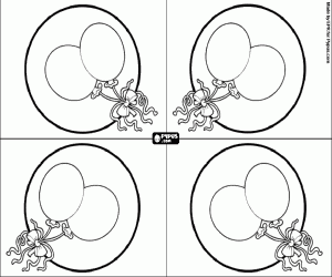 Party invitations with balloons coloring page