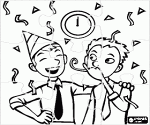 Party of Year's Eve puzzle coloring page