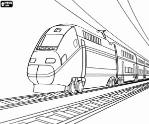 Passengers train on the rails coloring page
