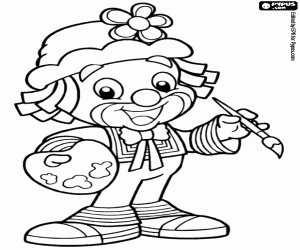 Patati the clown, artist painter coloring page