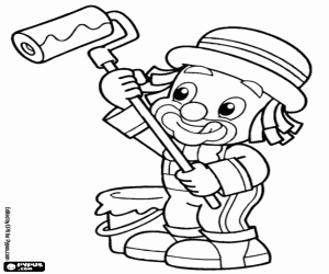 Patatá the clown is a painter coloring page