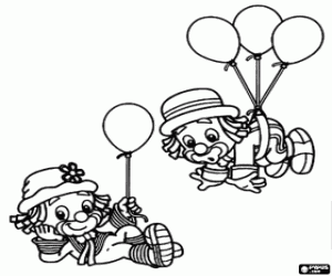 Patatí and Patatá with some balloons coloring page