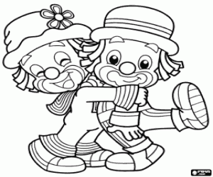 Patatí and Patatá, embraced clowns coloring page