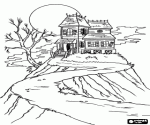 The path of the haunted house coloring page