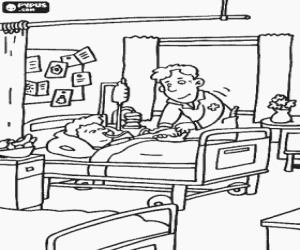 A patient in the hospital coloring page