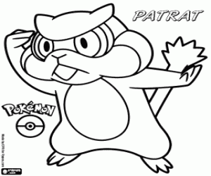 Patrat, a squirrel Pokémon coloring page