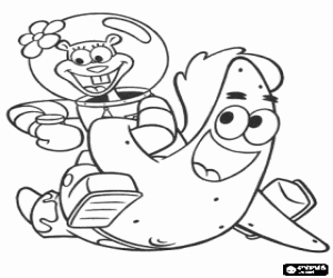 Patrick Star and Sandy Cheeks coloring page